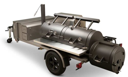 Yoder Smokers Chisholm model barbecue smoker, available in 52-inch single-door or 72-inch double-door configuration