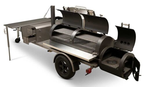 Yoder Smokers Chisholm model barbecue smoker, available in 52-inch single-door or 72-inch double-door configuration