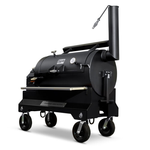 Yoder Smokers YS1500S Pellet Grill on competition cart with 10-inch pneumatic tires