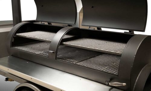 Yoder Smokers Chisholm model barbecue smoker, available in 52-inch single-door or 72-inch double-door configuration