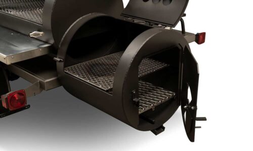 Yoder Smokers Chisholm model barbecue smoker, available in 52-inch single-door or 72-inch double-door configuration