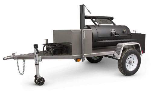 Yoder Smokers Chisholm model barbecue smoker, available in 52-inch single-door or 72-inch double-door configuration