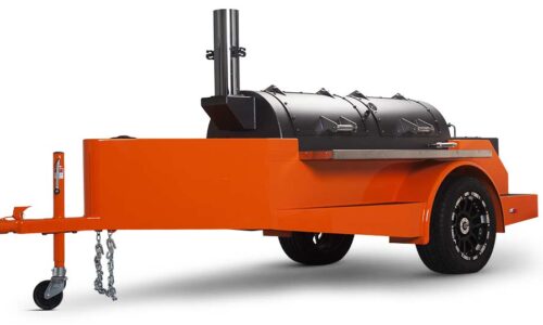Yoder Smokers Cimarron competition trailer barbecue smoker with extended cooking chamber and two grate levels