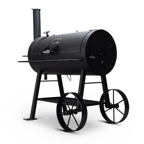 The Abilene 20-inch offset smoker grill with dual-damper airflow system and heavy-duty steel construction