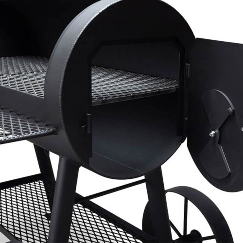 The Abilene 20-inch offset smoker grill with dual-damper airflow system and heavy-duty steel construction