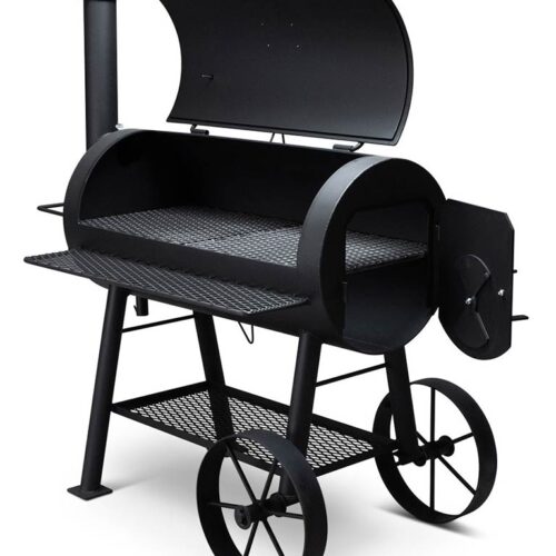 The Abilene 20-inch offset smoker grill with dual-damper airflow system and heavy-duty steel construction
