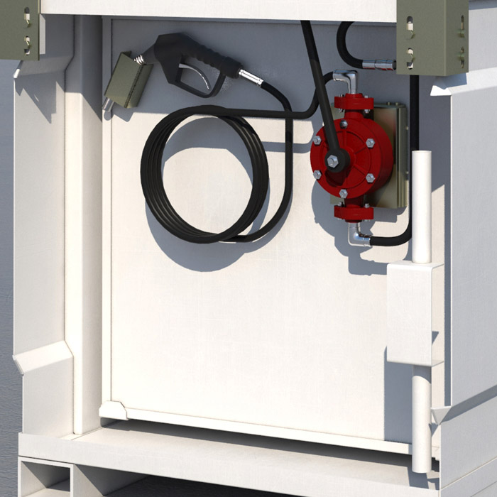 AceCube Versatile Tank with universal bracket system carrying a pump dispensing kit