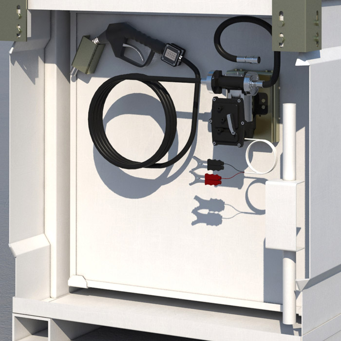 AceCube Versatile Tank equipped with an electric pump mounted on the universal bracket system
