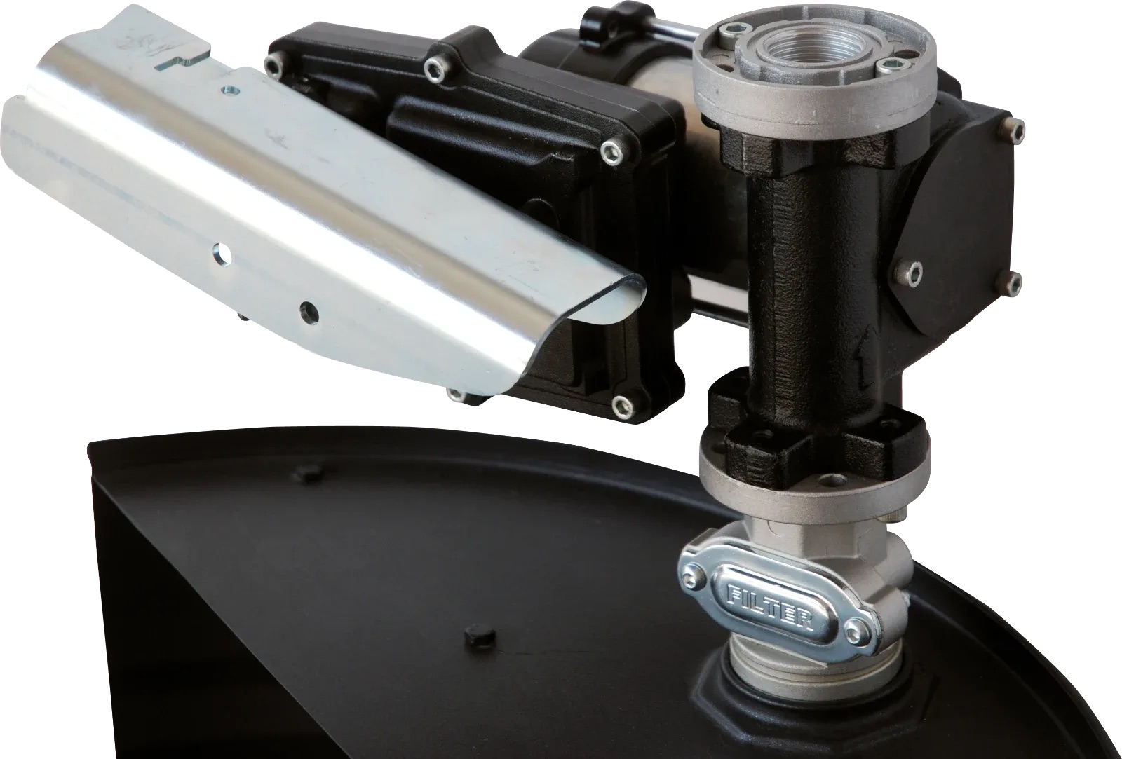 PIUSI EX50 fuel pump mounted on barrel for safe transfer of flammable fluids