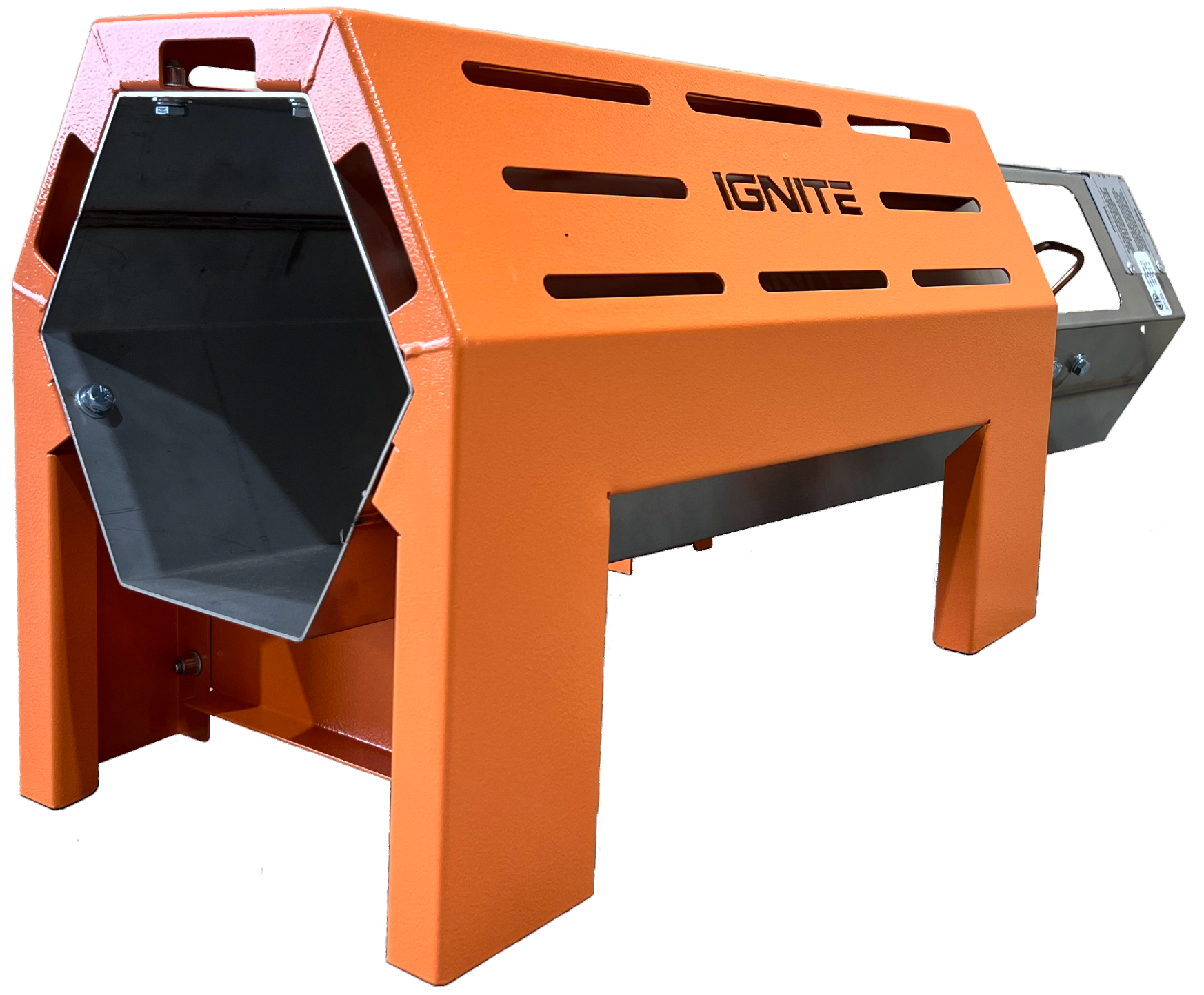 Back view of H-150 portable propane heater with smooth housing and compact design