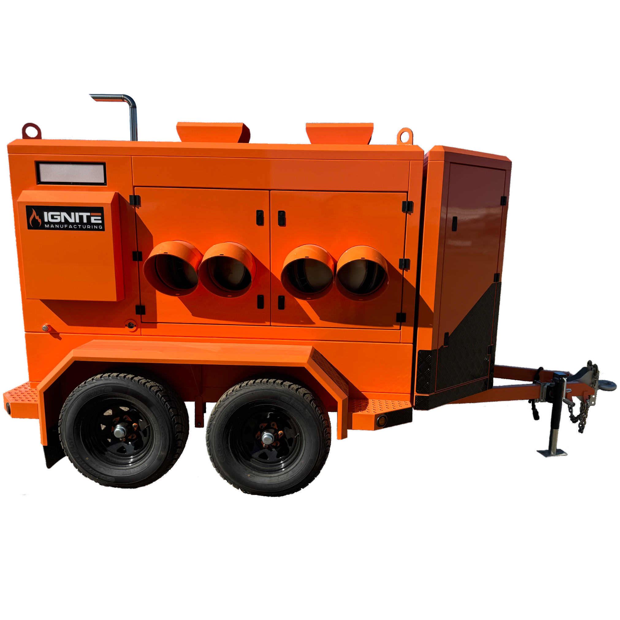 Side view of HT-TB1000 Trailblazer portable heater and power unit with double-walled fuel tank