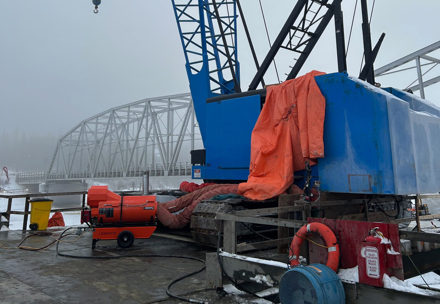 Portable industrial heater operating in cold, harsh conditions with Heater Sales & Service support