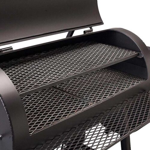 Yoder Smokers Wichita offset smoker with horizontal cooking chamber and firebox for backyard or competition barbecue