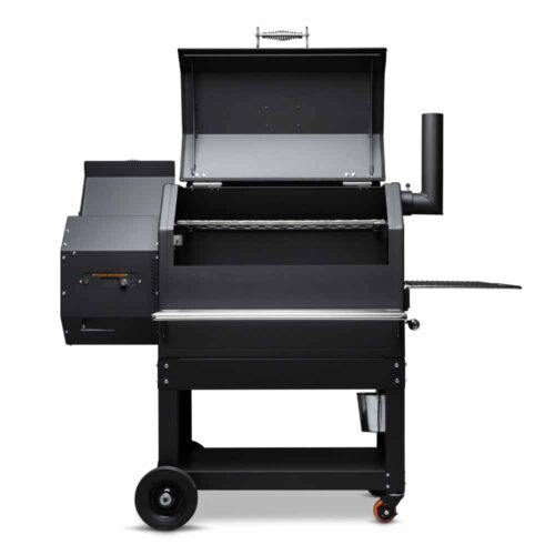 Yoder Smokers YS640S pellet grill with Wi-Fi enabled control system, dual shelves, and heavy-duty steel construction