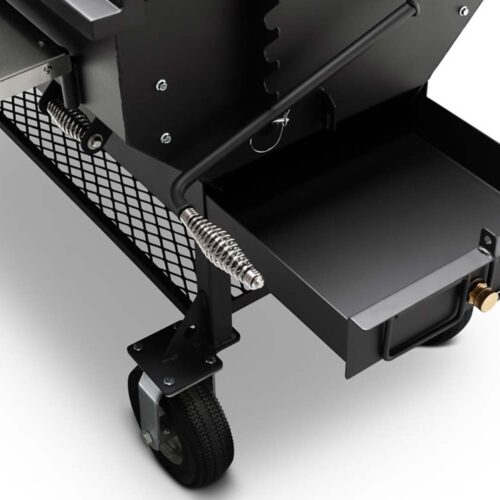 Yoder Smokers 24x36 Flat Top Charcoal Grill with stainless steel front shelf and pneumatic tires