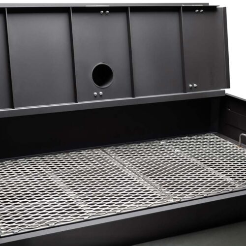 Yoder Smokers 24x48 Flat Top Charcoal Grill with stainless steel front shelf and heavy-duty wheels
