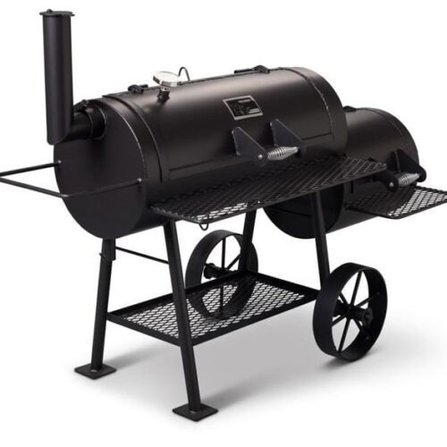 Yoder Smokers Cheyenne offset smoker with side firebox and main cooking chamber