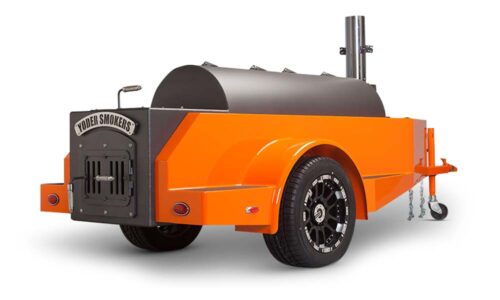 Yoder Smokers Cimarron competition trailer barbecue smoker with extended cooking chamber and two grate levels