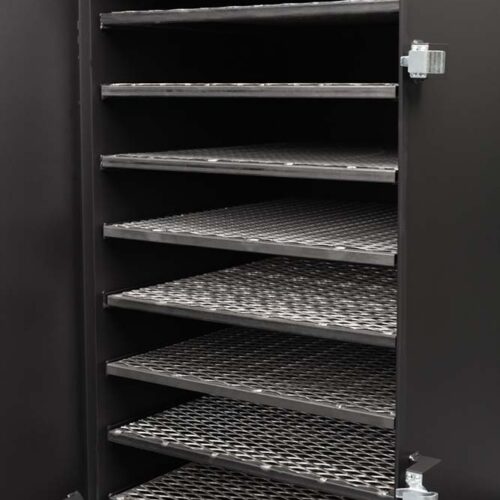 Yoder Smokers Stockton vertical offset smoker with eight racks and compact, high-capacity design for backyard or commercial use